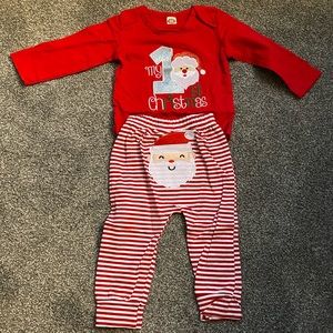 Babies first Christmas outfit 3-6 month sizing SANTA on the butt